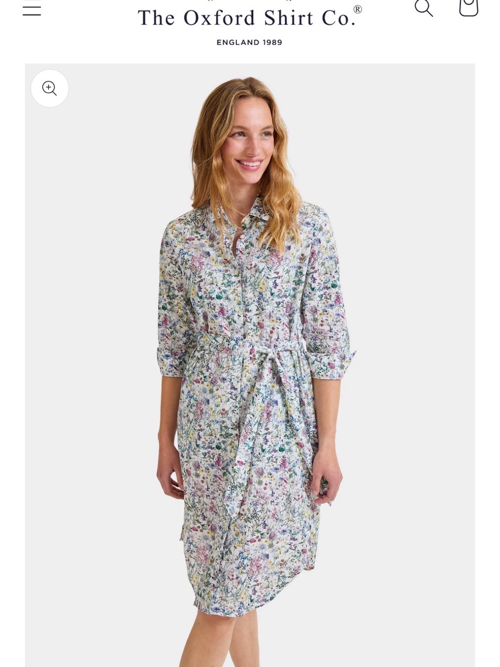 Floral Midi Shirt Dress in Multi-Color
